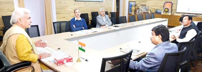LG Manoj Sinha reviewing power supply position in J&K during a meeting in Jammmu on Thursday.