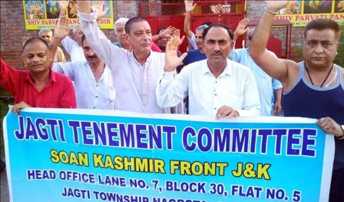 JTC members staging protest at Jammu on Monday. JTC members staging protest at Jammu on Monday.