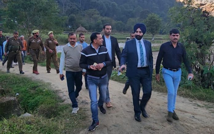 Director Rural Sanitation J&K, Charandeep Singh, at Sunderbani area of Rajouri District on Thursday.