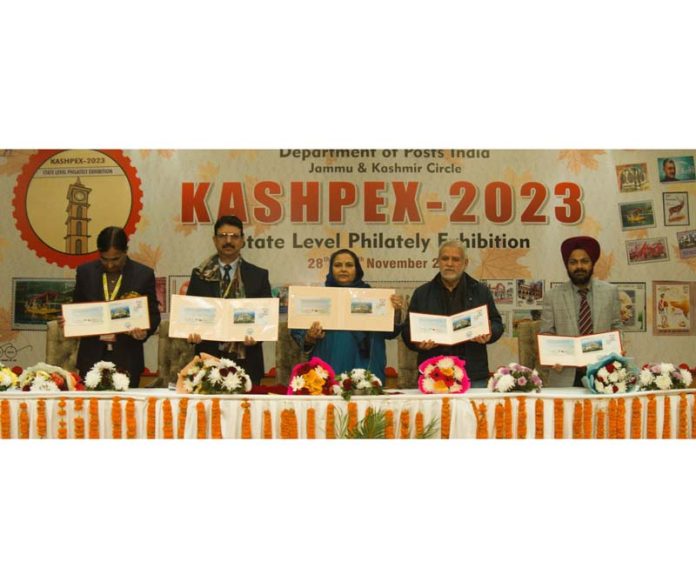 Dignitaries releasing special cover on the Thiksey Monastery Leh during KASHPEX 2023 at Srinagar. Dignitaries releasing special cover on the Thiksey Monastery Leh during KASHPEX 2023 at Srinagar.