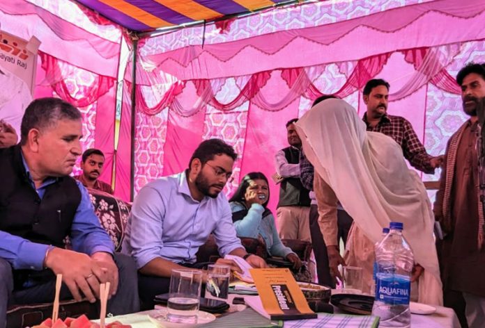 DDC Sachin Kumar Vaishya listening public grievances at Pargwal on Wednesday.