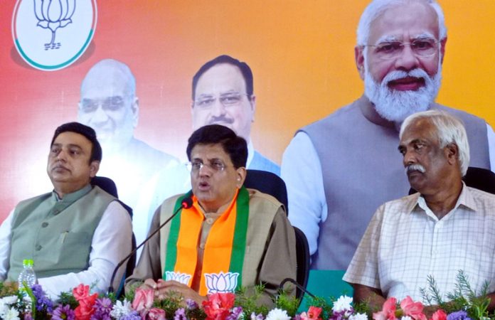 Union Minister of Commerce and Industry, Consumer Affairs, Food and Public Distribution, Textiles Piyush Goyal addressing press conference in Hyderabad on Thursday. (UNI) Union Minister of Commerce and Industry, Consumer Affairs, Food and Public Distribution, Textiles Piyush Goyal addressing press conference in Hyderabad on Thursday. (UNI)