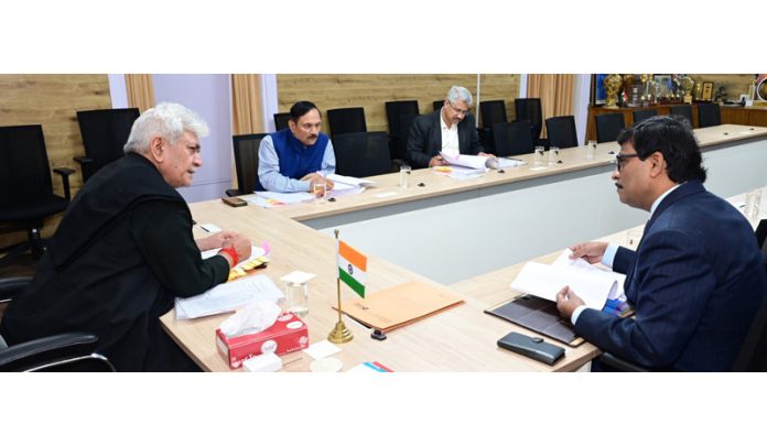 LG Manoj Sinha chairing the Administrative Council meeting in Jammu.