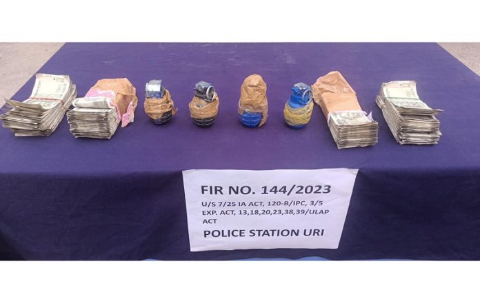 Recoveries made from the militants in Baramulla on Sunday. Recoveries made from the militants in Baramulla on Sunday.