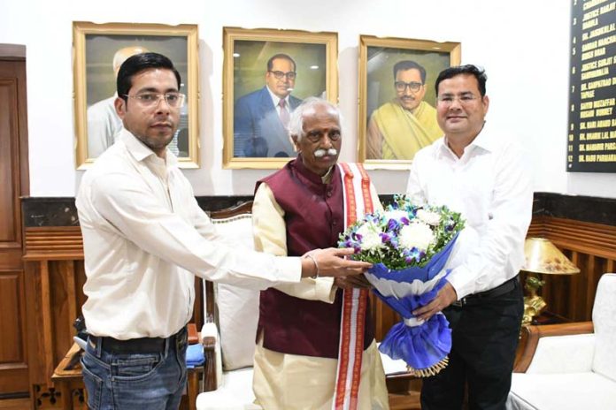 Dr. Anshu Kataria, Chairman, Aryans Group meeting with Haryana Governor Bandaru Dattatraya on Tuesday.