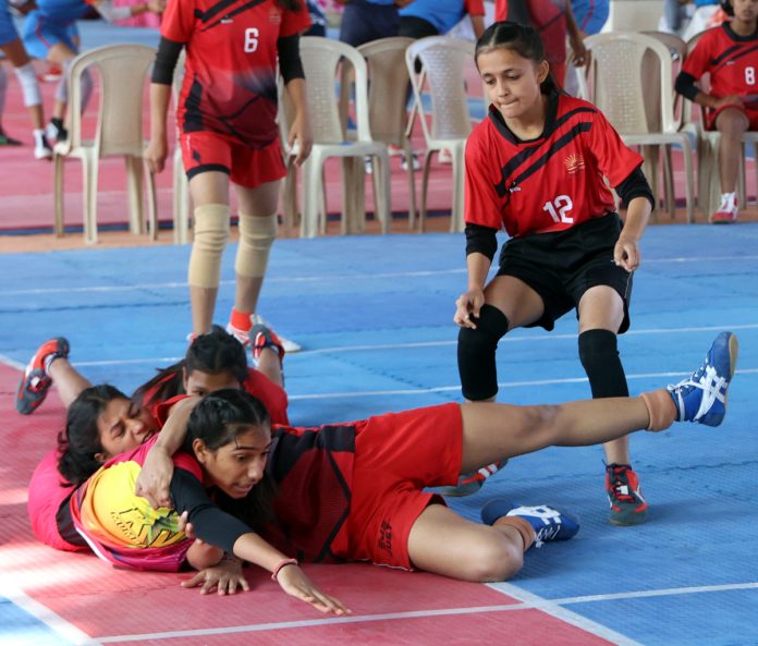 Players in action during a Kabaddi match on Sunday. -Excelsior/Rakesh