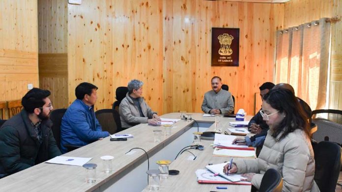 Advisor Pawan Kotwal chairing a meeting at Civil Secretariat Leh.