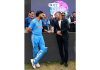 Former English Footballer David Beckham and cricketer Virat Kohli prior to the toss for the semi-finals match between India and New Zealand in the ICC Men's Cricket World Cup 2023, at Wankhede Stadium in Mumbai on Wednesday.