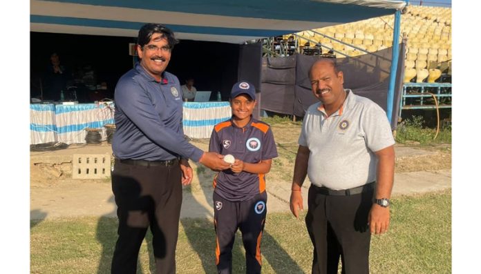 Ridhima Rajput being presented a match ball after 5-wicket haul.