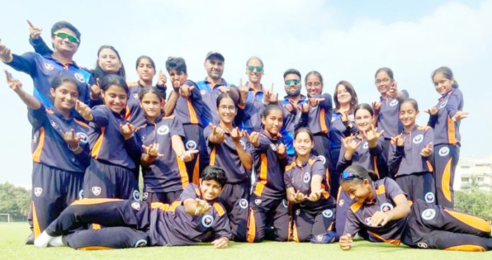 Women's U-15 J&K team posing for group photograph.