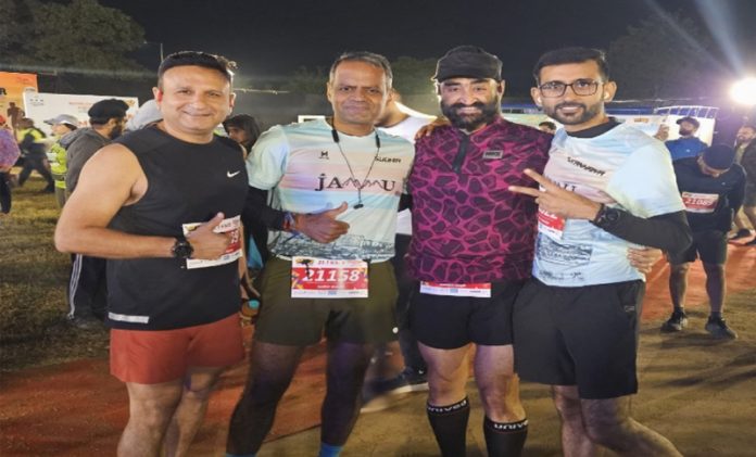 J&K runners posing for photograph during half marathon at Chandigarh.