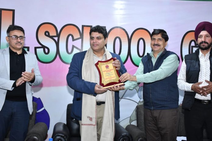 Secretary Youth Services and Sports, Sarmad Hafeez receiving memento from Director, Subash Chander Chibber on Monday.