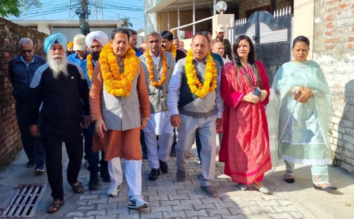 Former Dy Mayor, Baldev Singh Billawaria during inauguration of newly constructed lanes and drains in Digiana on Thursday. Former Dy Mayor, Baldev Singh Billawaria during inauguration of newly constructed lanes and drains in Digiana on Thursday.