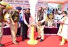 Div Com, Jammu Ramesh Kumar and IGP, Anand Jain lighting lamp during inaugural ceremony of 52nd National Sports Meet of KVS at Jammu. —Excelsior/Rakesh