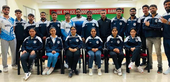 Twenty five shooters of Mission Olympic Shooting Academy Jammu posing for photograph before leaving for national events. Twenty five shooters of Mission Olympic Shooting Academy Jammu posing for photograph before leaving for national events.