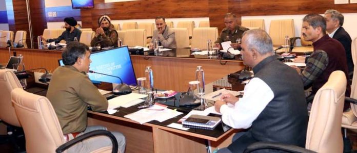 DGP RR Swain chairing a meeting of the police officers in Jammu on Thursday. DGP RR Swain chairing a meeting of the police officers in Jammu on Thursday.