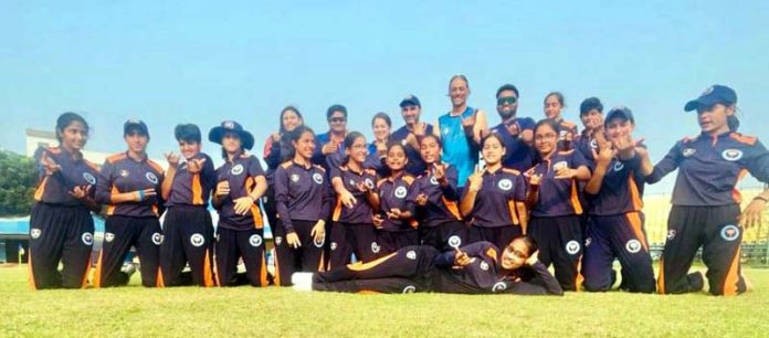 JKCA U-15 women cricket team posing for group photograph.