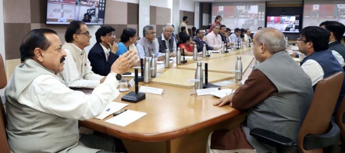 Union Minister Dr Jitendra Singh chairing a meeting of all the Science Secretaries to prepare a roadmap for a public outreach campaign in Science, Technology & Innovation, at New Delhi.