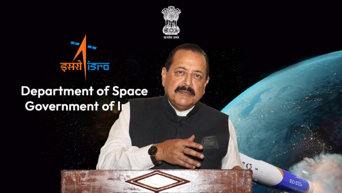 Union Minister Dr. Jitendra Singh speaking after launching the Capacity Building Programme on Geospatial Technology & Applications, organized jointly by ISRO and Capacity Building Commission (CBC),on Wednesday. Union Minister Dr. Jitendra Singh speaking after launching the Capacity Building Programme on Geospatial Technology & Applications, organized jointly by ISRO and Capacity Building Commission (CBC),on Wednesday.