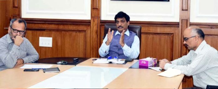 CS Arun Kumar Mehta interacting with visiting officers and PRIs on Tuesday.