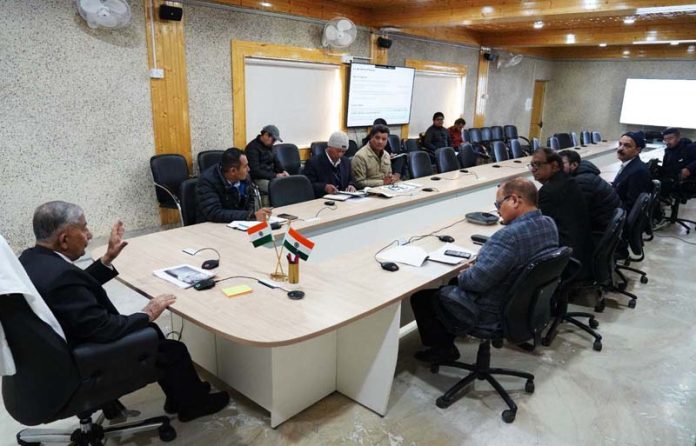 LG Ladakh during meeting with officers at Secretariat in Leh.
