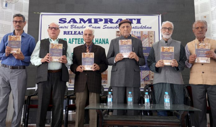 Scholars releasing the book of Dr R L Bhat at Jammu on Saturday.-Excelsior/Rakesh