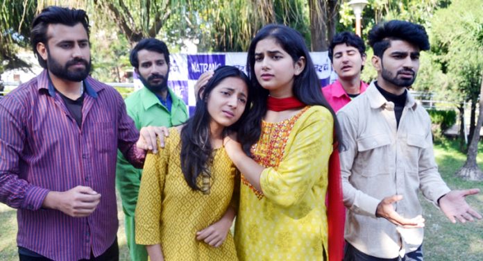 A scene from Hindi play ‘Sahara’ staged by Natrang in Jammu. A scene from Hindi play ‘Sahara’ staged by Natrang in Jammu.