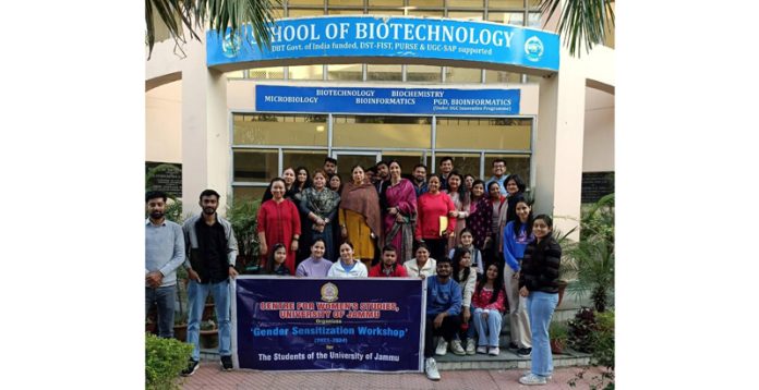 Students with resource person and organizers of Gender Sensitization workshop at JU. Students with resource person and organizers of Gender Sensitization workshop at JU.