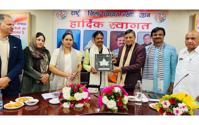 NZPA president Kailas Gore Patil being presented a memento on his visit to Jammu.