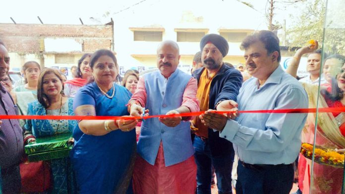 BJP leaders, Yudhvir Sethi and Priya Sethi inaugurating RX Pharmacy near Kamla Palace on Akhnoor road on Monday.