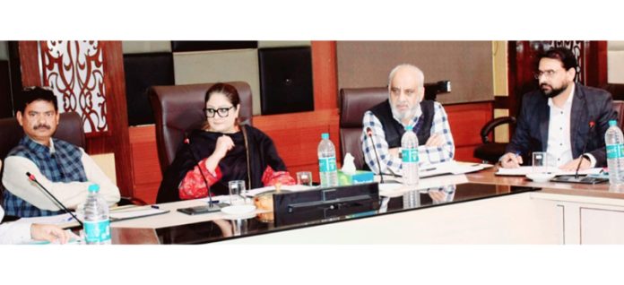 Vice Chairperson KVIB Dr Hina Shafi Bhat chairing meeting of Board at Jammu on Saturday. Vice Chairperson KVIB Dr Hina Shafi Bhat chairing meeting of Board at Jammu on Saturday.