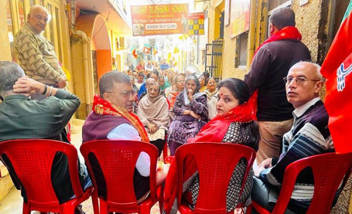 BJP leaders during a party meeting in Ward 11 Jammu East on Tuesday.