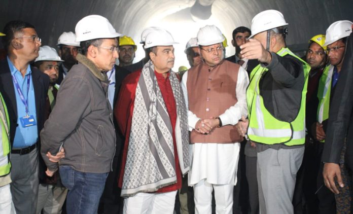 Union Minister of Road Transport and Highways Nitin Gadkari and Chief Minister of Uttarakhand Pushkar Singh Dhami reached Silkyara to conduct on-site inspection and review of rescue and relief work going on in Silkyara tunnel.