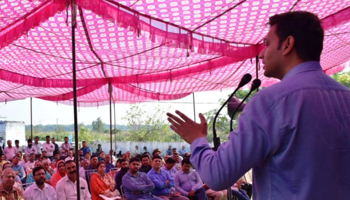 DC Kathua addressing a gathering on Wednesday.