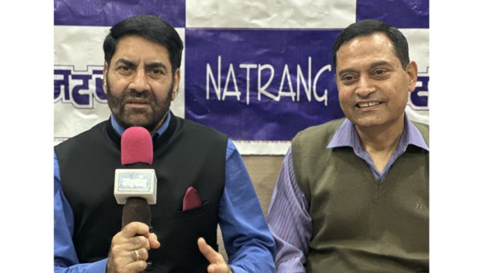 Natrang Director, Balwant Thakur addressing a press conference at Jammu on Wednesday.