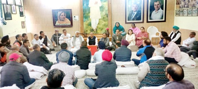 Senior NC leaders Ajay Sadhotra and Rattan Lal Gupta at a meeting in Jammu. Senior NC leaders Ajay Sadhotra and Rattan Lal Gupta at a meeting in Jammu.