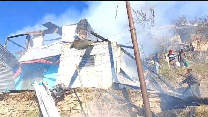 Remains of the gutted house in Panla area of Ramban. —Excelsior/Parvaiz Mir