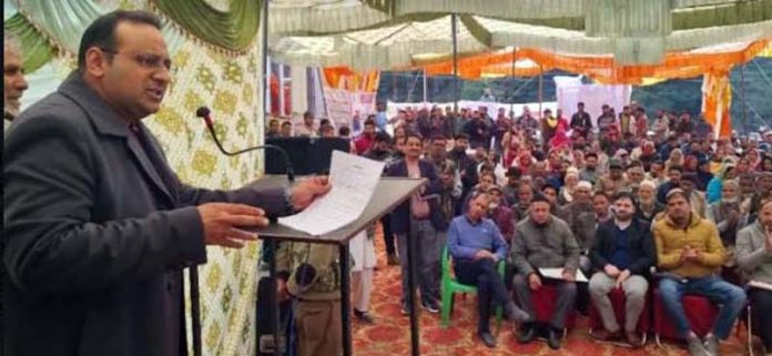 Commissioner Secretary, Science and Technology, Saurab Bhagat addressing a gathering at Poonch on Thursday.