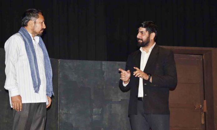 A scene from the play ‘Fandi’ staged at Jammu on Friday. -Excelsior/Rakesh