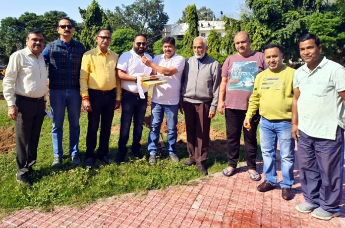 JMC Councillor, Rahul Kumar posing for a photograph with others after starting development works in a Park at Gandhi Nagar. JMC Councillor, Rahul Kumar posing for a photograph with others after starting development works in a Park at Gandhi Nagar.