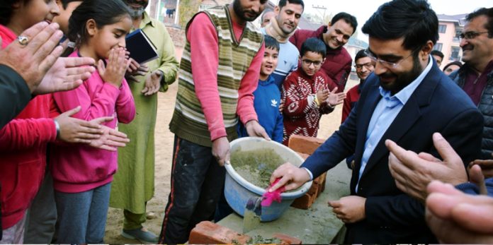DC Budgam laying foundation stone for development of twin parks on Tuesday. DC Budgam laying foundation stone for development of twin parks on Tuesday.