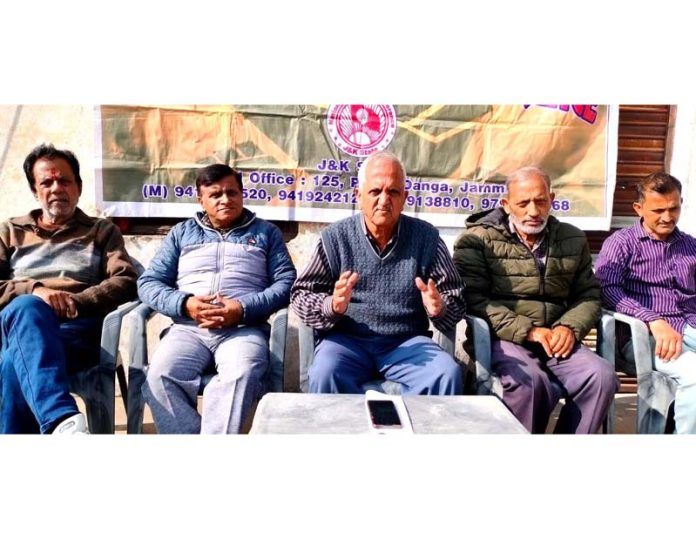 NMC president Subhash Shastri addressing a meeting in Jammu.