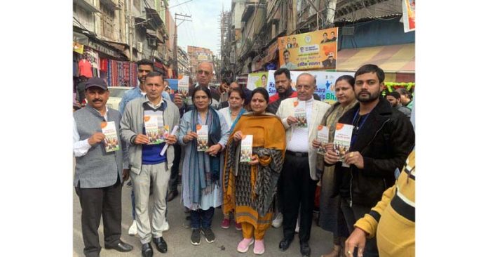 BJP National Executive Member and former Minister, Priya Sethi flagging off Bharat Vikas Sankalp Yatra in Jammu on Wednesday. BJP National Executive Member and former Minister, Priya Sethi flagging off Bharat Vikas Sankalp Yatra in Jammu on Wednesday.