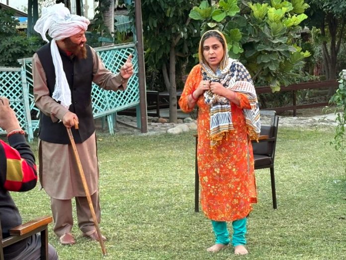 A still from Dogri play 'Shah Shahni' staged at Jammu on Tuesday.