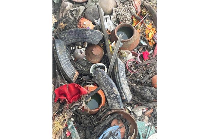 Rusted ammunition recovered from along the National Highway in Samba district on Tuesday.