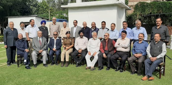 Retired police officers during their monthly meeting in Jammu on Tuesday. Retired police officers during their monthly meeting in Jammu on Tuesday.