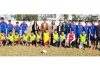 Zahid Naseem Manhas, Commandant SDRF 2nd Bn posing for group photograph with the football team during Inter-School Football Championship at Jammu. 