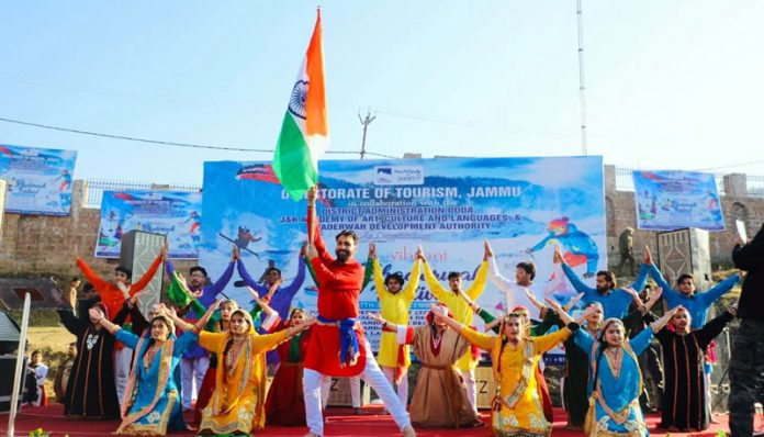 Artists presenting a cultural performance during first day of 5-day Bhaderwah Festival that commenced on Wednesday. Artists presenting a cultural performance during first day of 5-day Bhaderwah Festival that commenced on Wednesday.