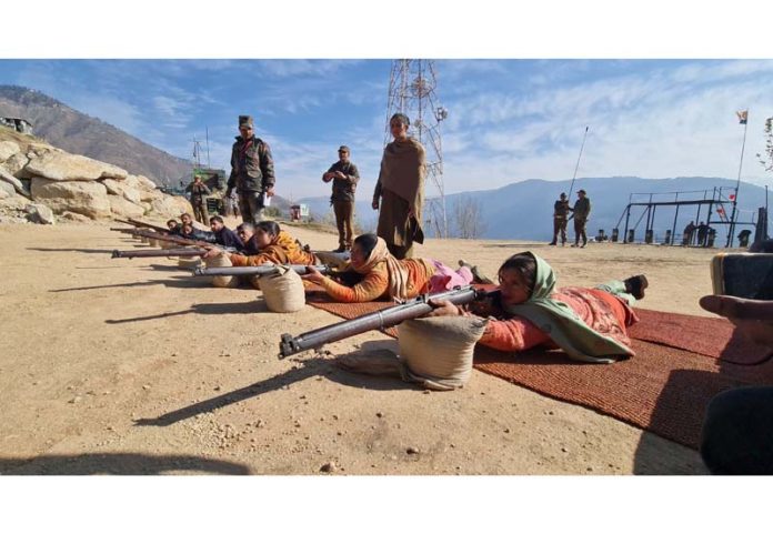 A group of women undergoing training in weapon use in district Doda. -Excelsior/Umar Shazad