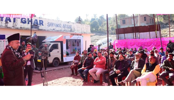 MP Gulam Ali Khatana addressing a gathering at Rajouri in Friday. MP Gulam Ali Khatana addressing a gathering at Rajouri in Friday.
